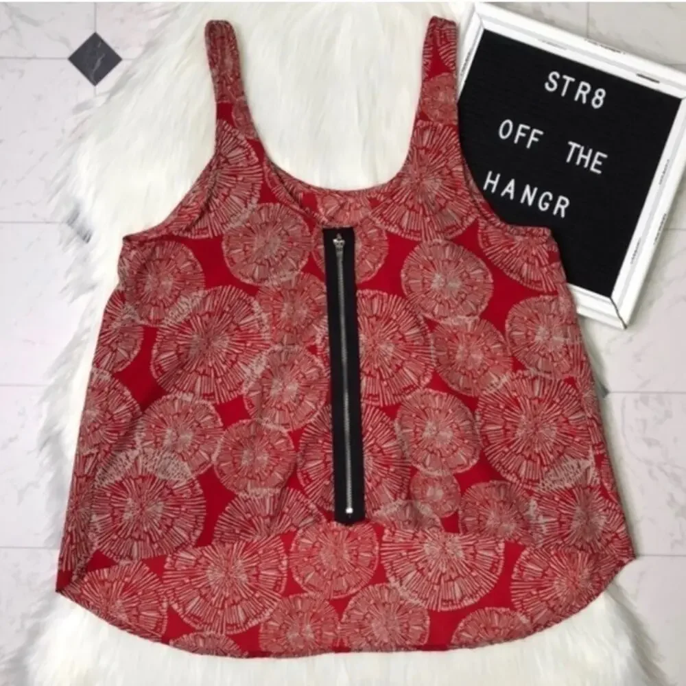 Audrey 3+1 red low high blouse zipper in back sz S - Picture 2 of 5